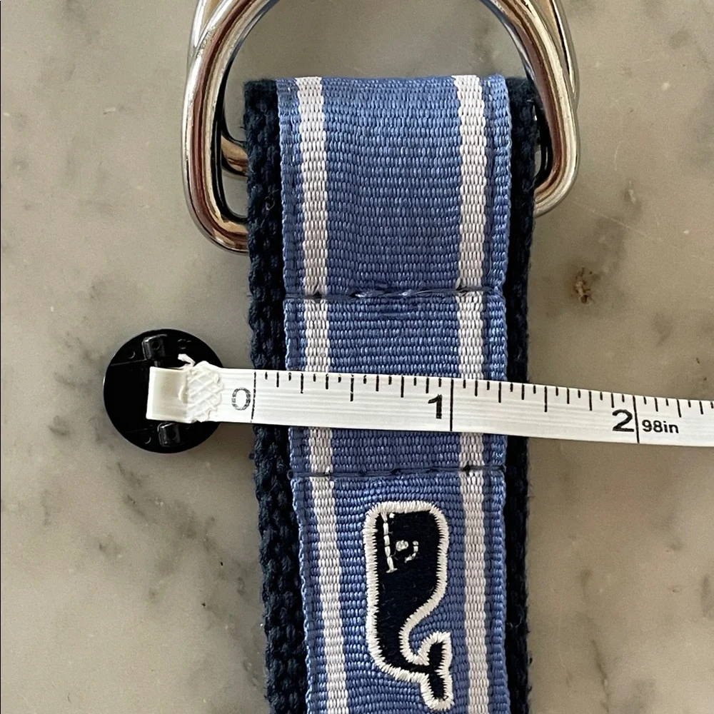 VINEYARD VINES D-Ring Webbed Cotton Navy and Light Blue Stripe Belt M - Picture 13 of 14